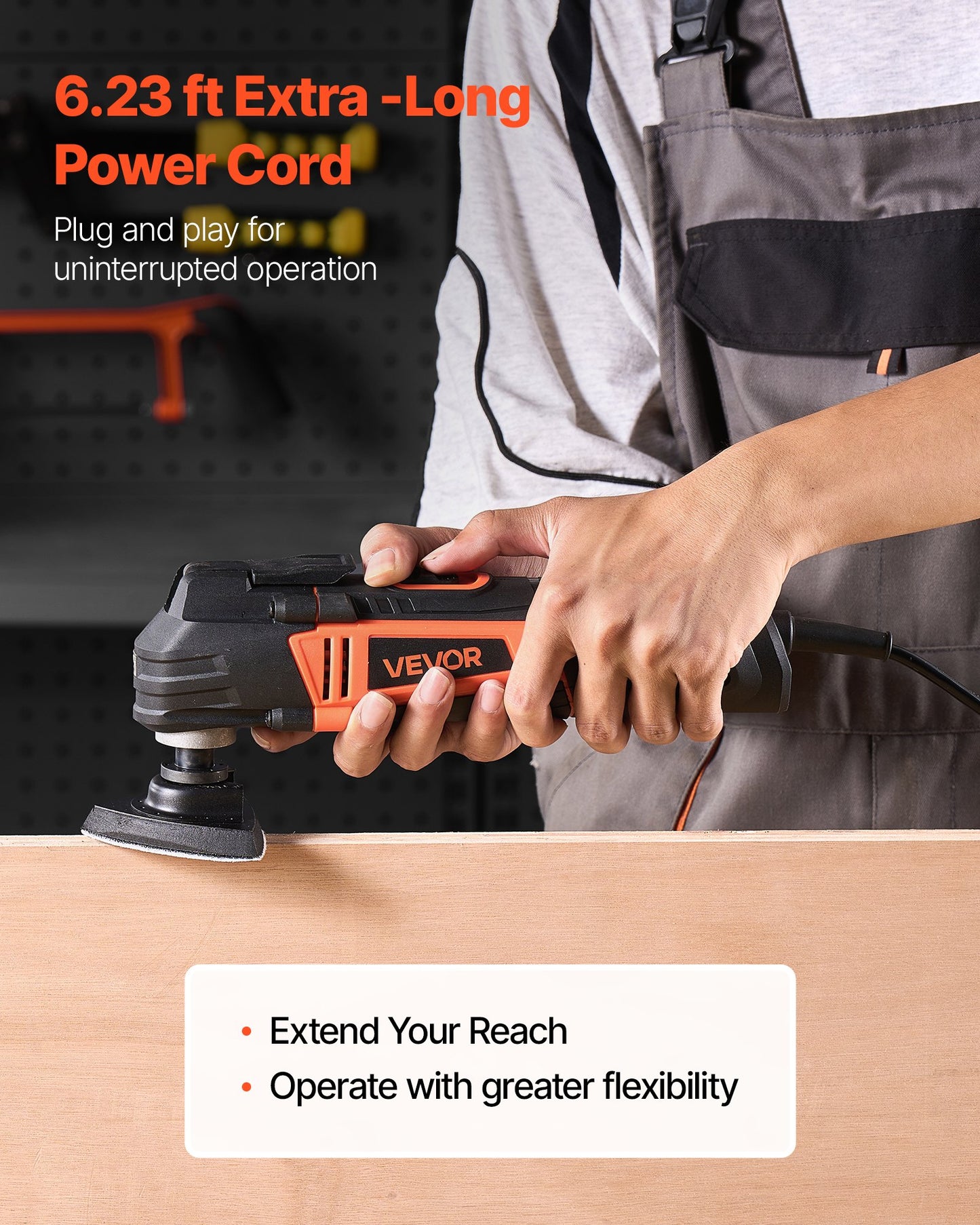 Multitool Oscillating Tool, 3Amps Corded Oscillating Multi Tool With 6 Variable Speeds 15000 - 22000 OPM, 3.2° Oscillating Angle, 13PCS Saw Accessories, LED Work Light & Tool Bag