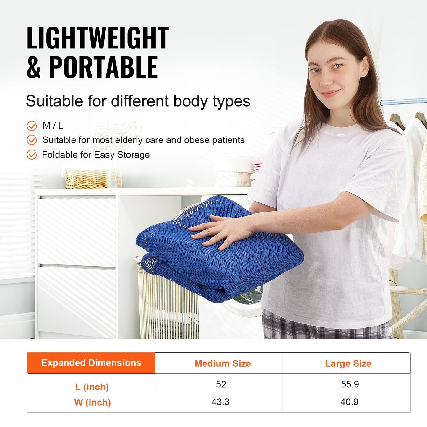 Universal Full Body Patient Lift Sling - Medium, Patient Lift Medical Sling For Easy Transfer And Bathing, Polyester Patient Aid Transfer Sling For Elderly, Disabled, Bedridden, 500LBS Capacity