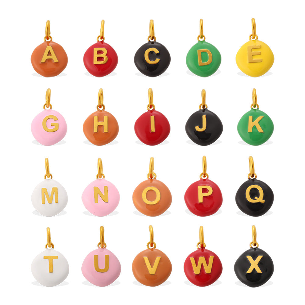 Dopamine Color Blending 26 Letter Bead Bead Pendant - Stainless Steel - Suitable For DIY Hand Chains And Necklaces Accessories