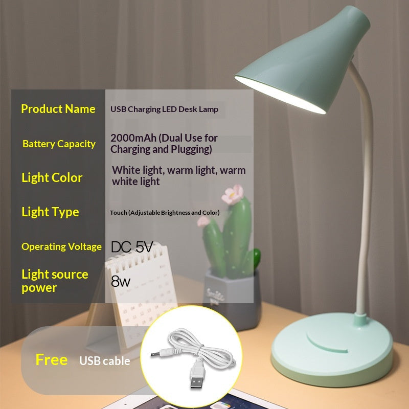 LED Eye-Care Three-Mode Dimmable USB-Charging Desk Lamp