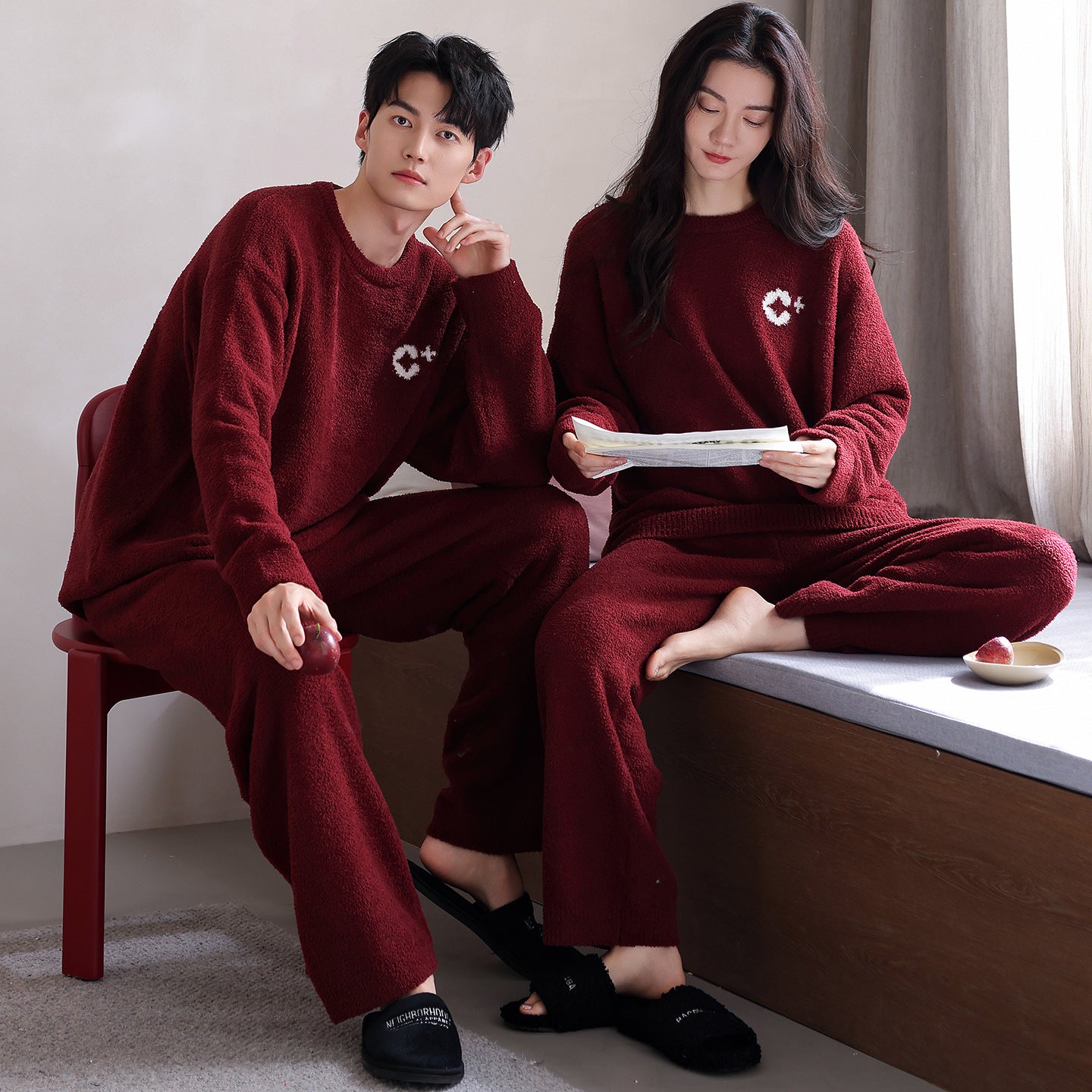 Half Velvet Explosions Men's Korean Round Neck Home Service Suit