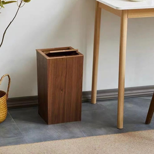 Household Wooden Trash Can With Lid For Bedroom Living Room And Office