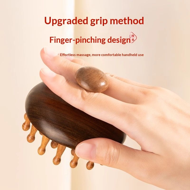High-end Sandalwood Round Massage Comb For The Head And Scalp Meridians