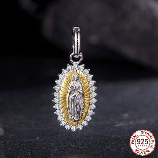 Silver Ziyun Original S925 Sterling Silver Virgin Mary Pendant Ornaments Accessories Cross-border Fashion Mother Love Diy Beaded