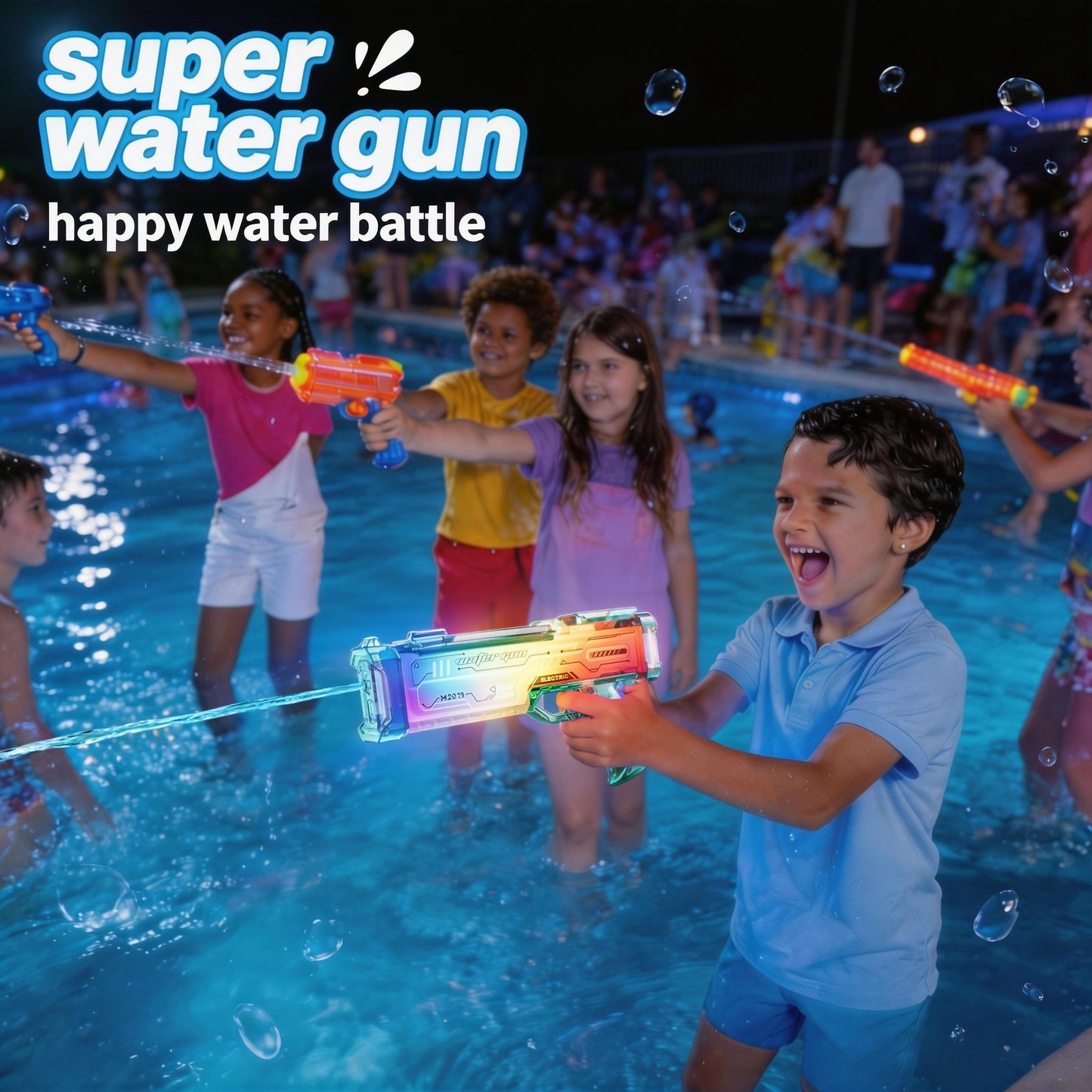 Pink Futuristic Electric Water Gun, Rechargeable, Transparent Gradient, Continuous Firing, Perfect For Pool, Beach, And Outdoor Water Games.