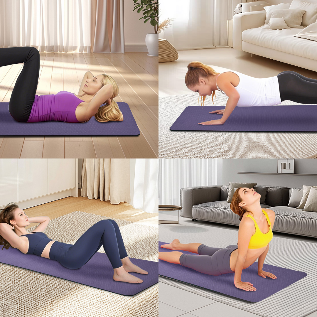 Yoga Mat, Exercise Yoga Mat With Non-Slip Design, Professional TPE Exericise Mat, 72 X 24  Multi-Purpose Workout Mat For Women, Pilates Fitness And Floor Exercises