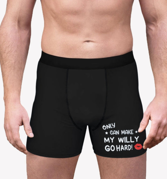 Only Wife Can Make Me Go Hard Personalized Boxer Funny Gift For Him Custom Photo