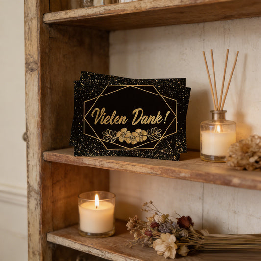 “Thank You” Greeting Cards In An Elegant Set Of 2 | 24 Thank You Cards For New Year's Eve | 6 Exclusive Designs | High-Quality Paper | Ideal For New Year's Eve Greetings And Party Supplies