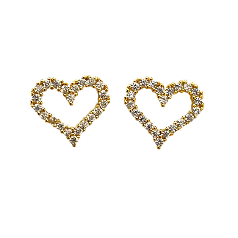 Korean-style Fashionable And Elegant Hollowed-out Heart Stud Earrings