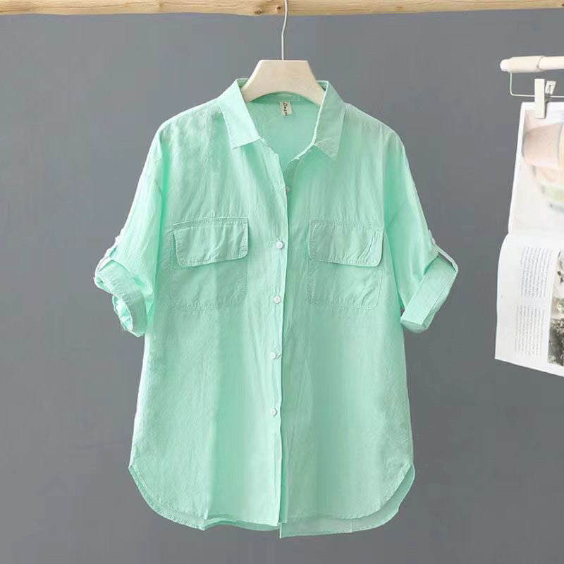Korean-style Solid-color Age-reducing Blouse With Elegant Style
