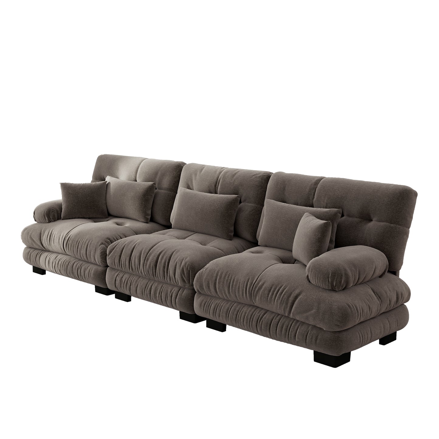 3 Seater Modular Corner Sofa With Deep Seat, Chenille Sofa Bed Comfortable Upholstered For Living Room, Apartment, Studio, Office, Chenille Brown