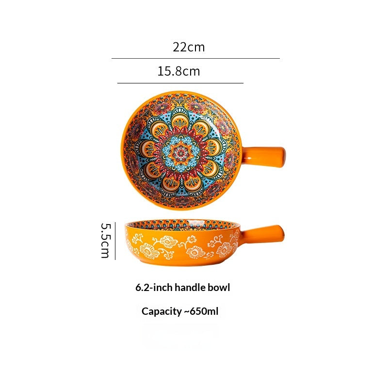 Bohemian Ceramic-handled Bowl Creative Design For Home Use