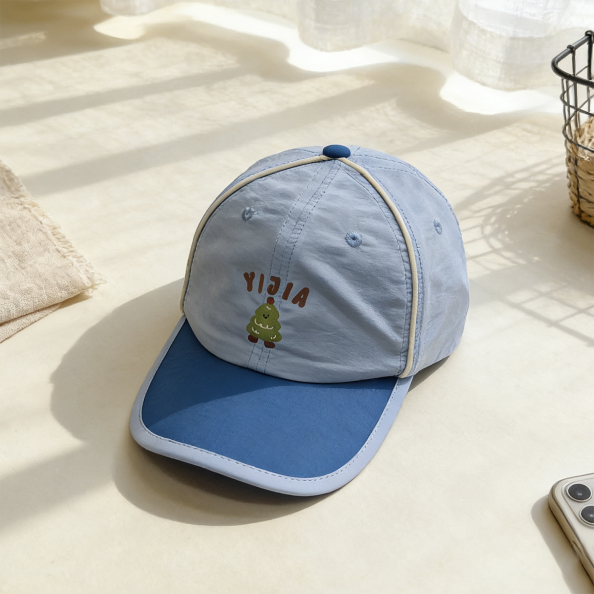 Children's Multi-color Cartoon Pattern Printed Quick-drying Lightweight Adjustable Simple And Fashionable Curved-brim Baseball Cap For Outdoor Sports