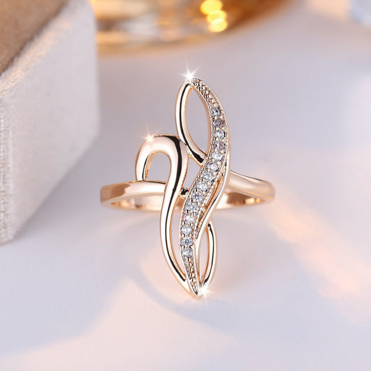 Japanese-Korean Style S-Shaped White Diamond Minimalist Chic Ring