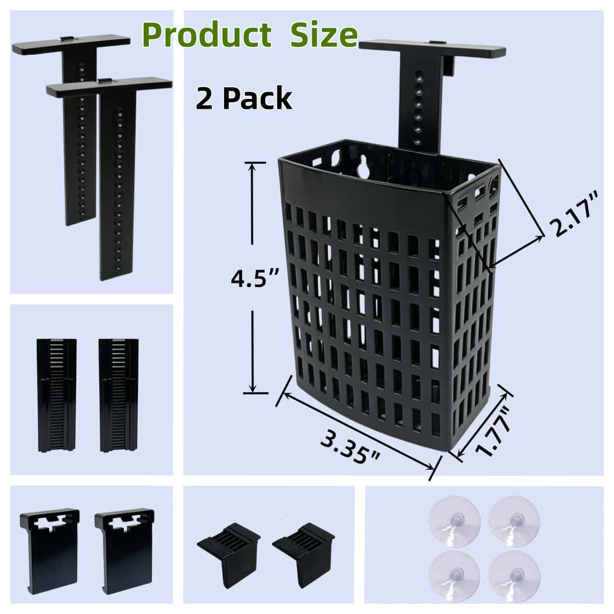 2 Pack Upgraded Aquarium Plant Holder, Adjustable Width And Height Hook Fish Tank Plant Holder With Suction Cup For Aquascape Decor