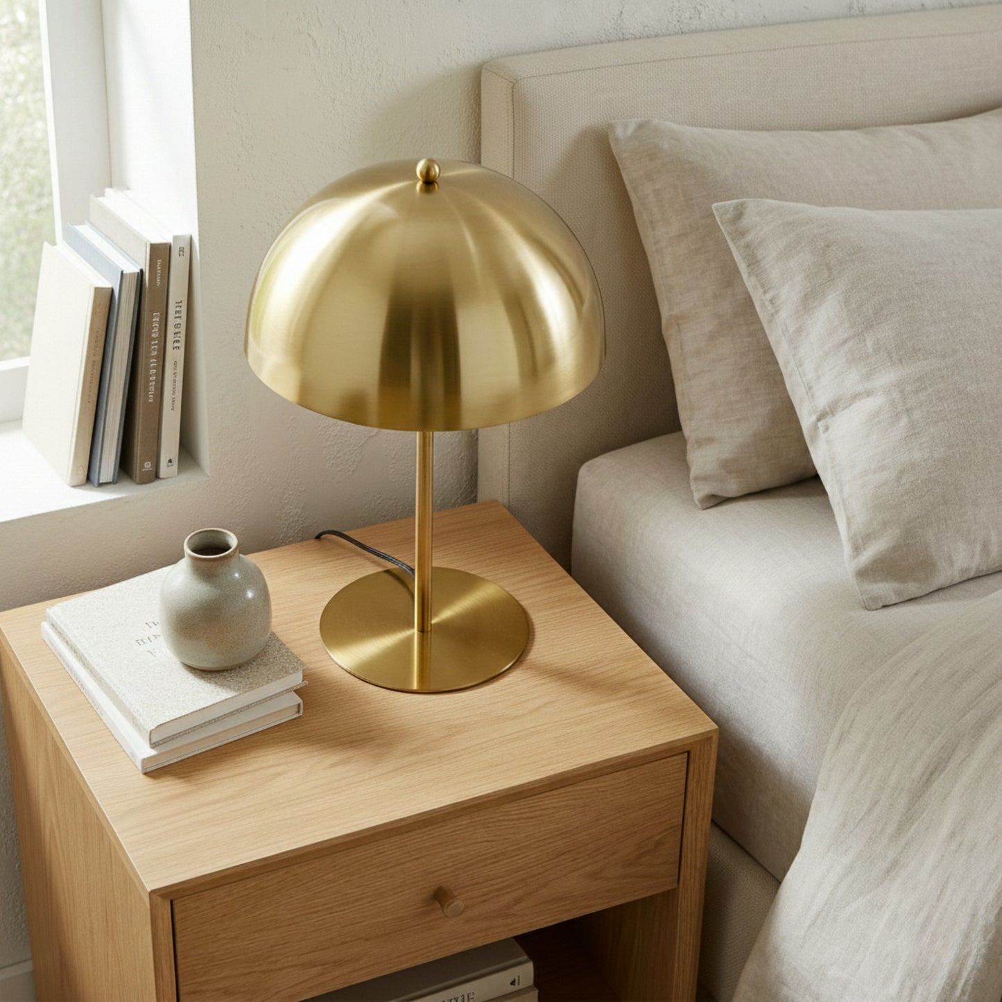 Minimalist Table Lamp Dimmable Table Lamp Fast Delivery Small Bedside Lamps For Night Stands, Living Room, Office,Study Room, Tundra Table Lamp - Gold Outer - White Inner 110-120V