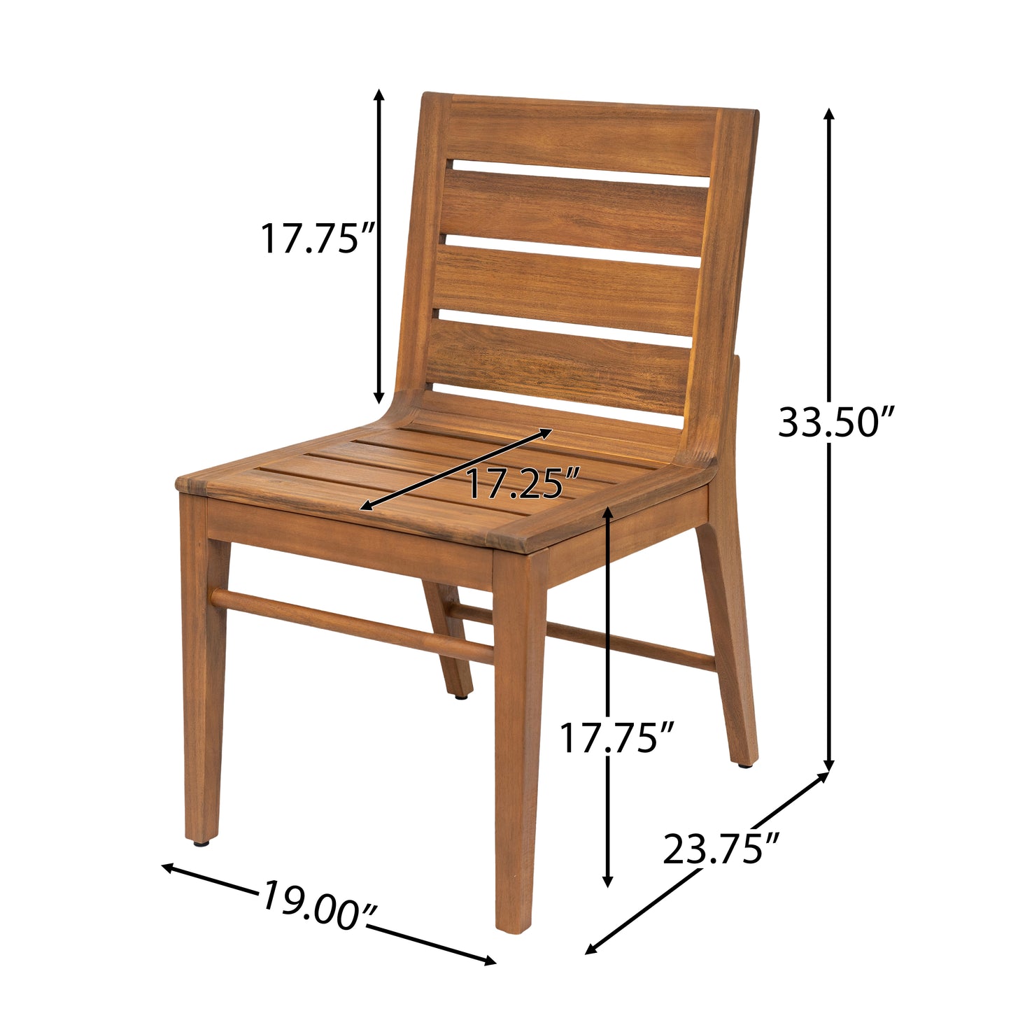 7 Piece Outdoor Acacia Wood Dining Set, 71  Teak Finish Rectangular Table With 6 Slatted Back Chairs, Curved Ergonomic Backrest Patio Furniture For Garden, Backyard