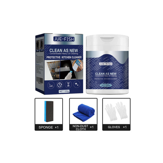 Jue-Fish Kitchen Cleaning Powder - Cleans Grease And Grime From Range Hoods, Stovetops, And Faucets Heavy-duty Degreaser.