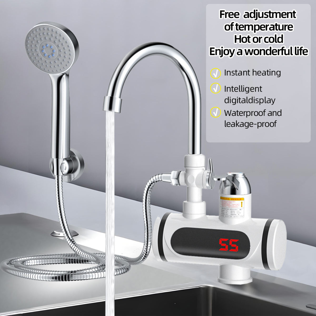 Cross-border Kitchen Instant Hot Water Bathroom Shower For Bathing And Washing Hair