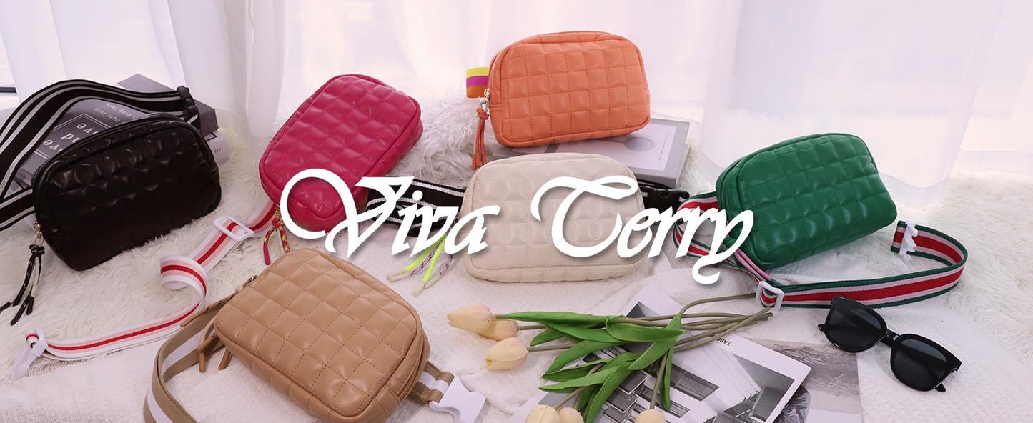Viva Terry Women's Quilted Waist Pack  Small Puffy Sports Bag Adjustable Strap Ideal For Running, Travel, Hiking, And Fitness