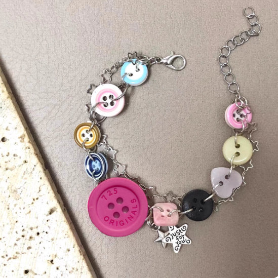 Vintage Accessories Button Beaded Pendant Bracelet