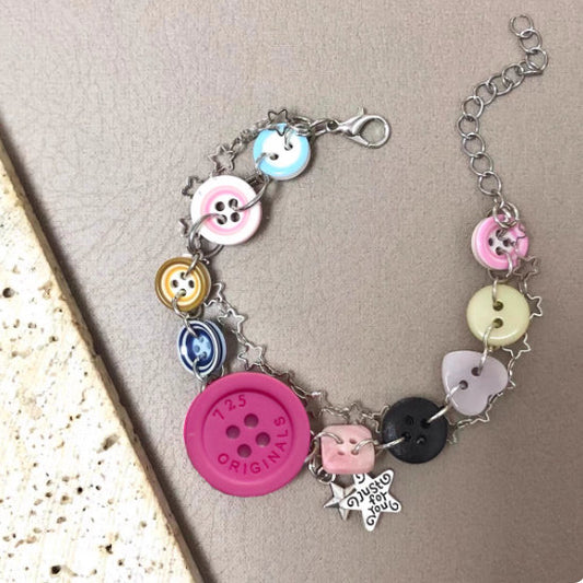 Vintage Accessories Button Beaded Pendant Bracelet