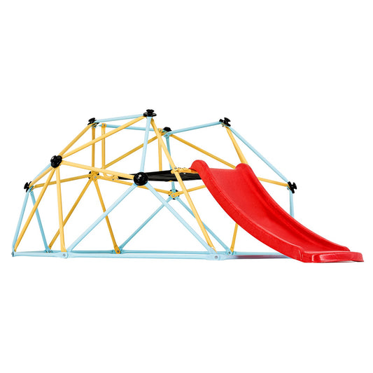 Climbing Dome, 8FT Geometric Dome Climber With Slide, For Kids 3 To 9 Years Old, Jungle Gym Supports 600LBS And Easy Assembly, With Climbing Grip, Outdoor And Indoor Play Equipment For Kids