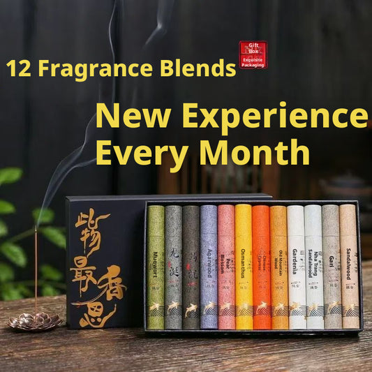 Aromatherapy String Incense Gift Box-Black Box Model-Mixed-12 pcs-1 box
