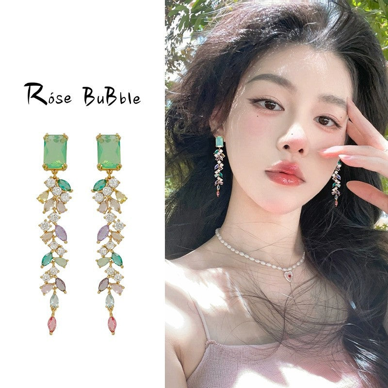 Sparkling Diamond Wheat-ear Tassel Earrings Elegant Ear Accessories For Square And Round Faces