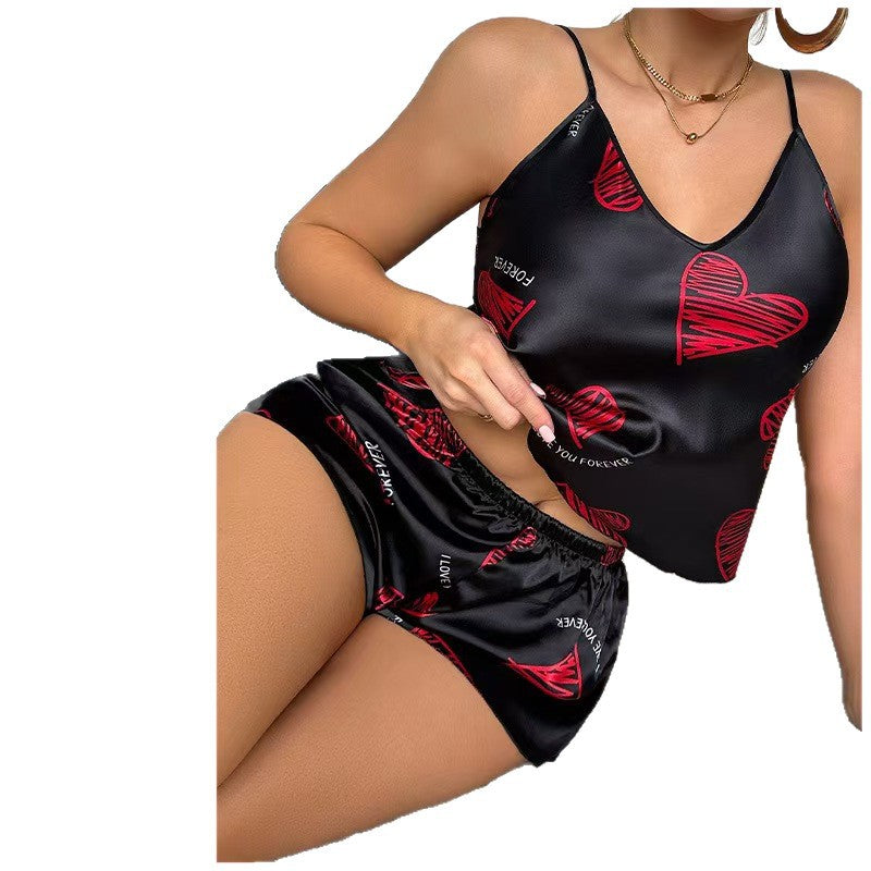 Women's Spring Summer Backless Camisole Two-Piece Set For Home Wear