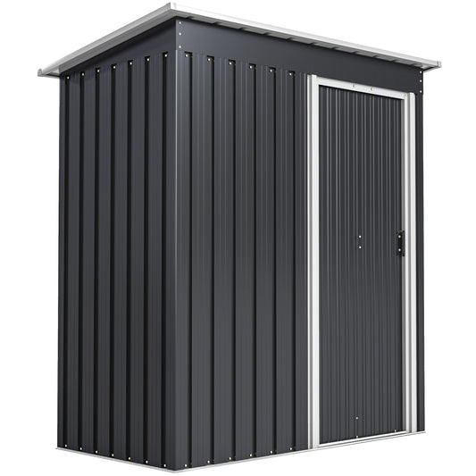 5 X 3ft Garden Storage Shed With Sliding Door And Sloped Roof Outdoor Equipment Tool, Black