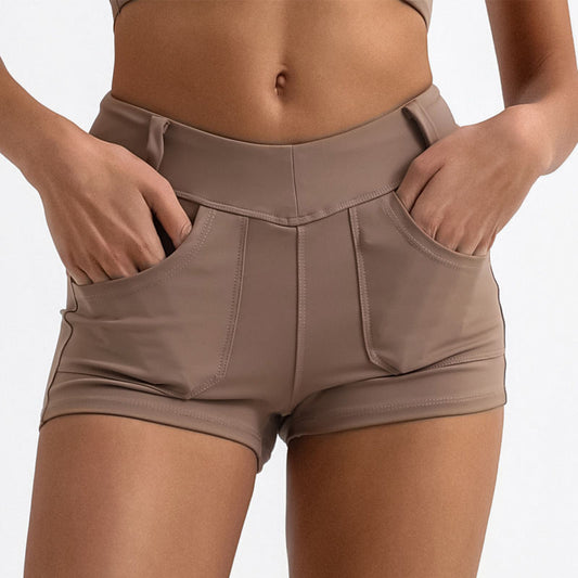Yoga Shorts Women's High Waist Peach Hip Running Workout Pants