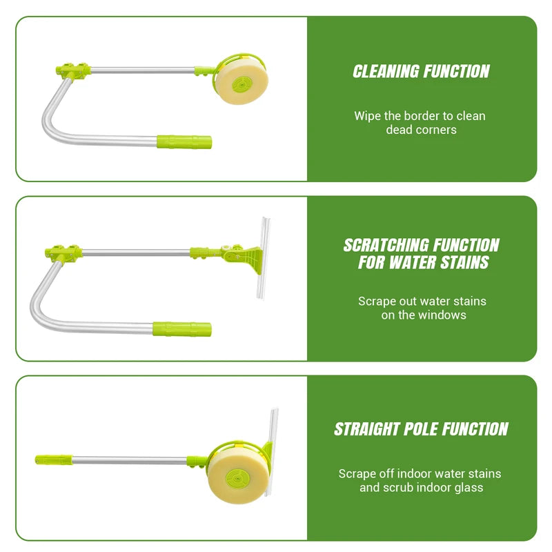 Telescopic Window Cleaning Tool High Rise Window Cleaner U Shape Smart Angle Adjust Wash Bar Cleaner With Squeegee