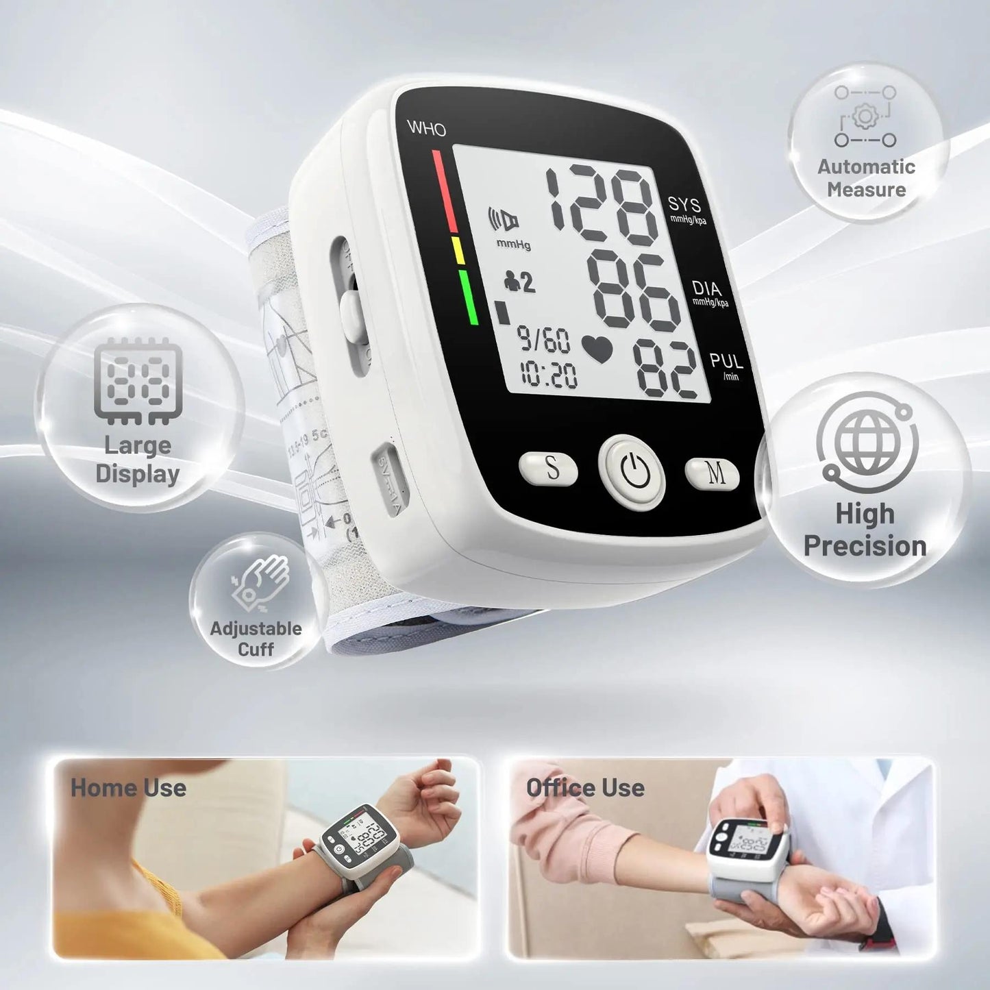 Wrist Blood Pressure Monitor With USB Charging  2 X 90-Reading Memory  Cuff Included FDA Certified