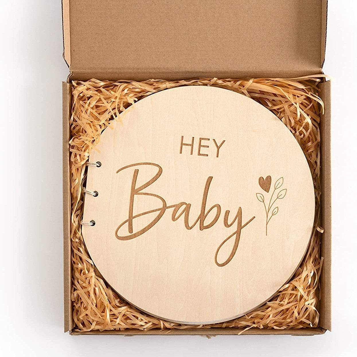 Baby Shower Guest Book,40 Pages Hey Baby Shower Sign In Guest Book With Watercolor Design, Baby Shower Guest Book Alternatives Girl Boy, Wood Guestbook Keepsake Gift For New Parents