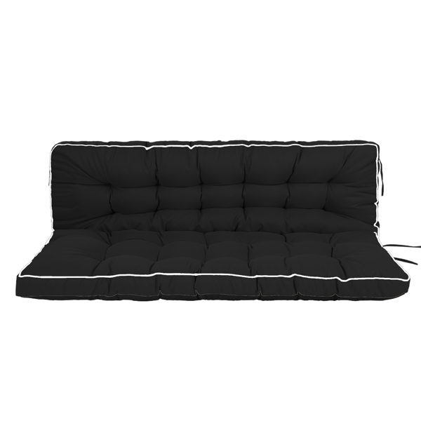 Outdoor Swing Cushions 55 Inch,Waterproof 4in  Thick Porch Swing Cushion Replacement With Backrest And Ties,Comfortable 2-3 Seat Pation Swing Pad For Backyard,Garden,Lawn,Outdoor Furniture Black