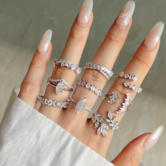 Japanese And Korean-style Light Luxury S925 Sterling Silver Ring Female Rhombus Geometric