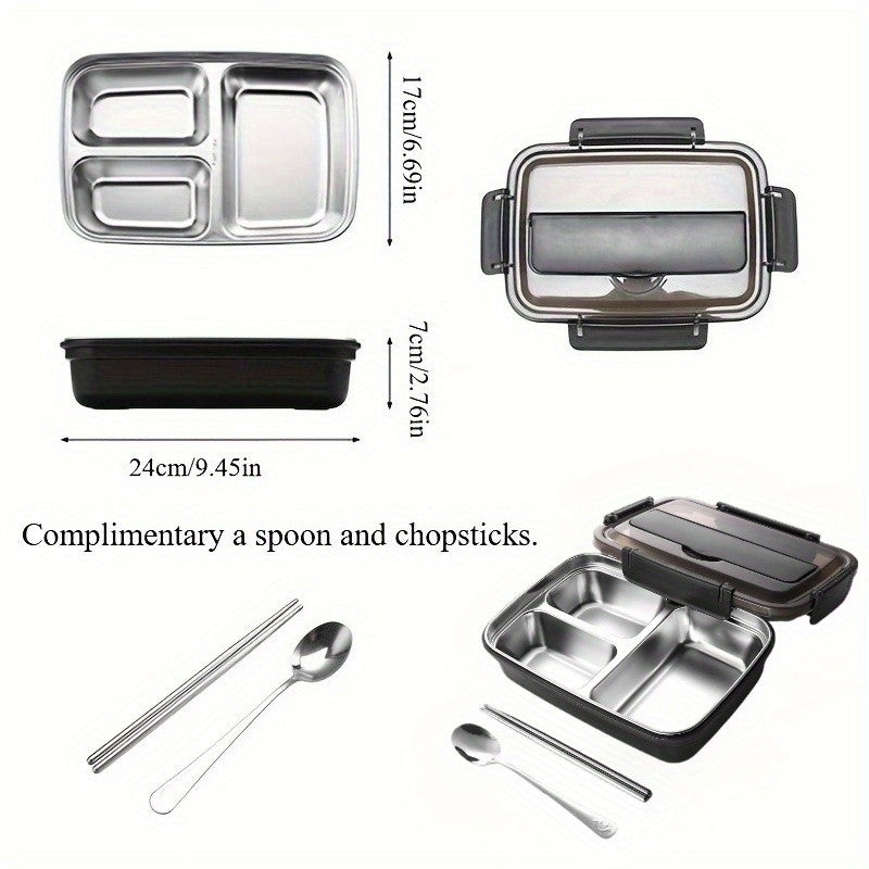 Insulation Lunch Box 3 Compartments Stainless Steel Lunch Container Food Box