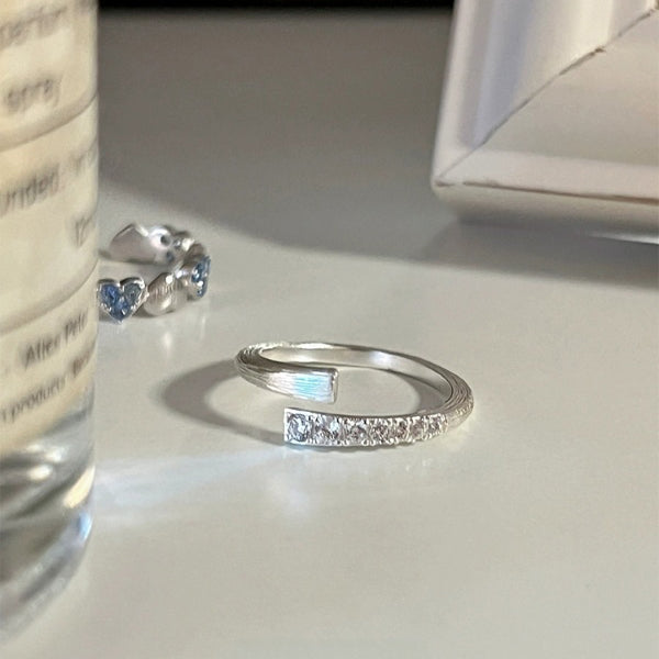 1pc 999 Sterling Silver Twisted Paved Zircon Open Ring, Minimalist & Luxe Style, Perfect For Daily, Dating & Gifting, Ideal Valentine's Gift