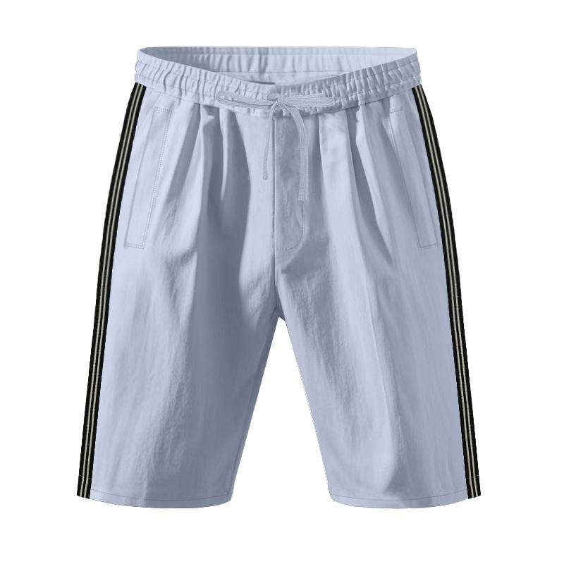 Mens Beach Outdoor Sports Shorts Breathable Striped Casual Cropped Trousers