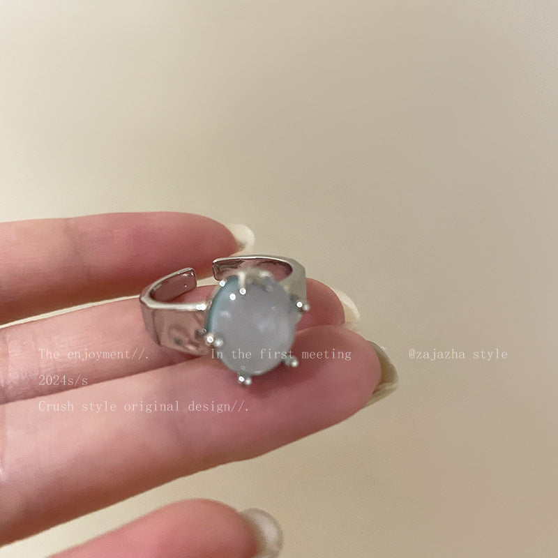 Ins Trendy 925 Silver Korean Style Open Finger Ring