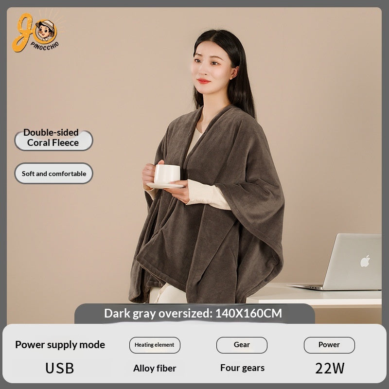 Electric Heated Shawl USB Outdoor Camping Sleeping Pad Body-Warming Heating Blanket