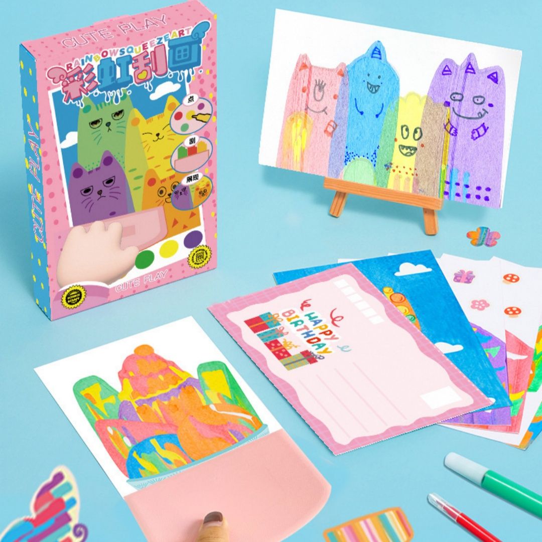 Diy Rainbow Dotted Color Scratch Painting Children's Fun Toys