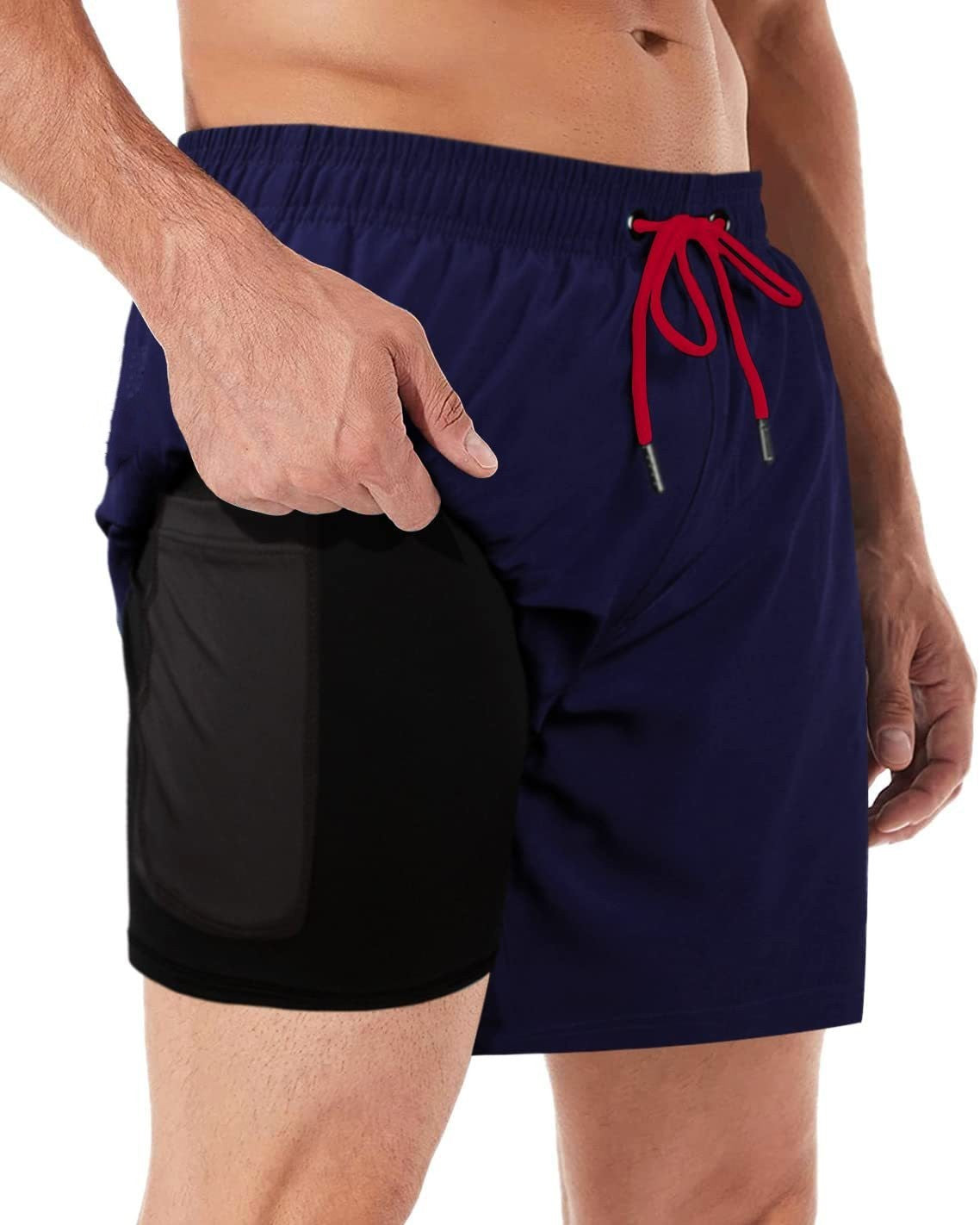 Swim Trunks With Compression Liner 2-in-1 For Casual And Fitness Use