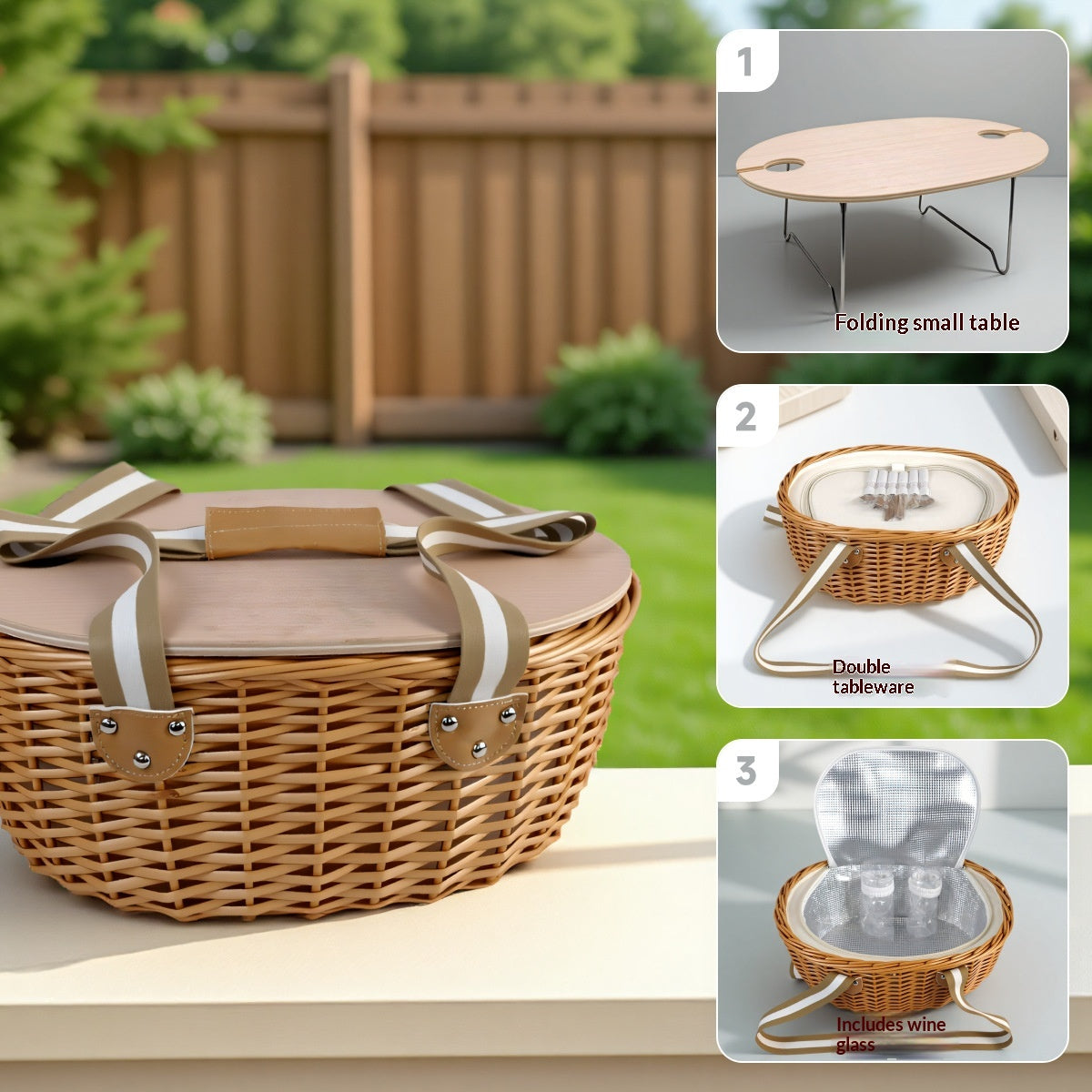 Outdoor Cutlery Picnic Basket American Style