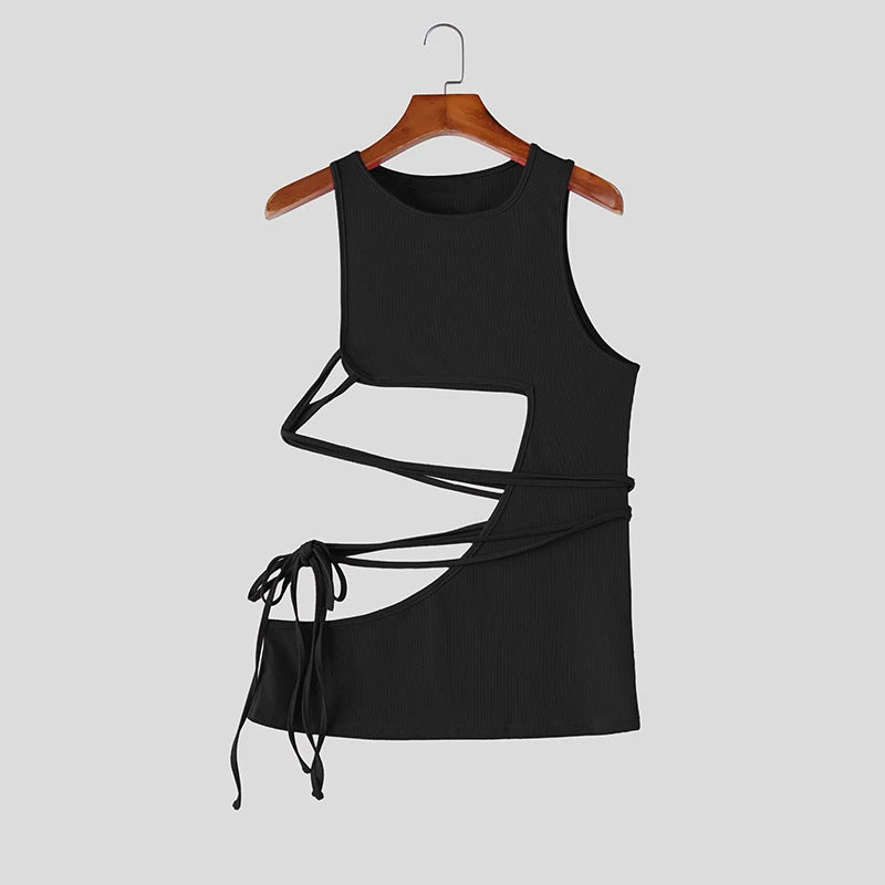 Mens Fitness Casual Ribbed Sleeveless Sports Tank Top