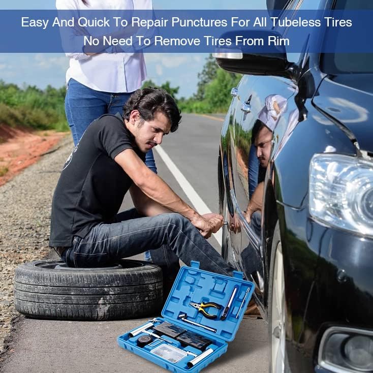 Tire Repair Kit  68pcs Heavy Duty Tire Plug Kit  Universal Tire Repair Tools To Fix Punctures And Plug Flats Patch Kit For Car Motorcycle, Truck, ARB ATV  Tractor  RV  SUV  Trailer