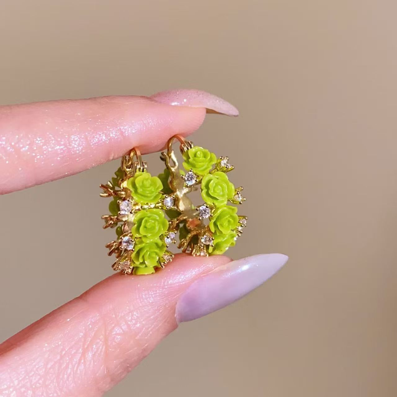 2026 Dopamine Floral Zircon Hoop Earrings For Women, Luxury High-End Unique Beautiful Fashion Statement Stud Ear Jewelry