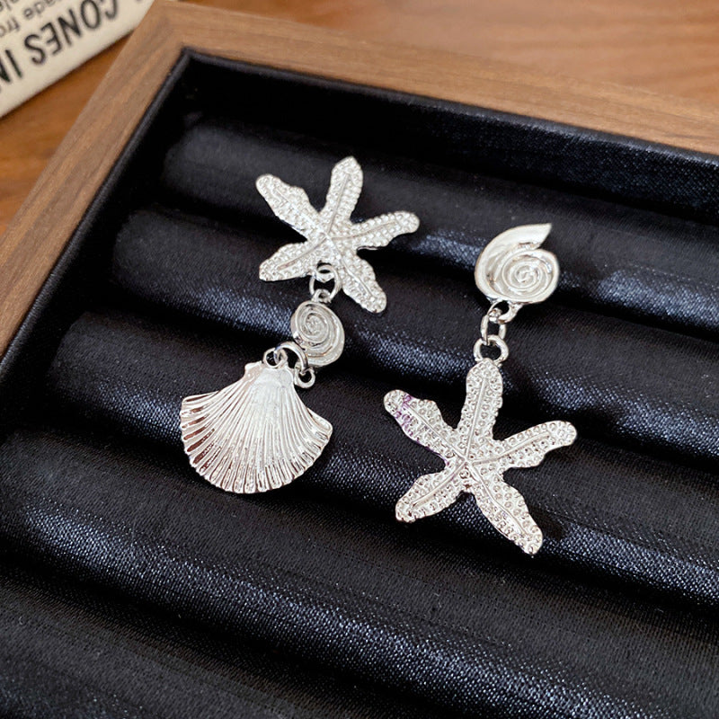 Retro Style Silver Flower Earrings Women Vintage Floral Drop Earrings Fashion Jewelry