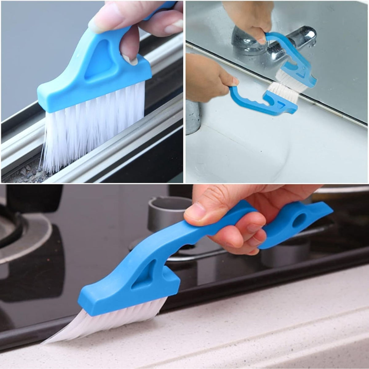 7-Piece Grout Brush Set, Includes Radiator Brush, Grout Cleaner, And Adhesive Hooks For Windows, Doors, And Tile Grout—Hand Tools